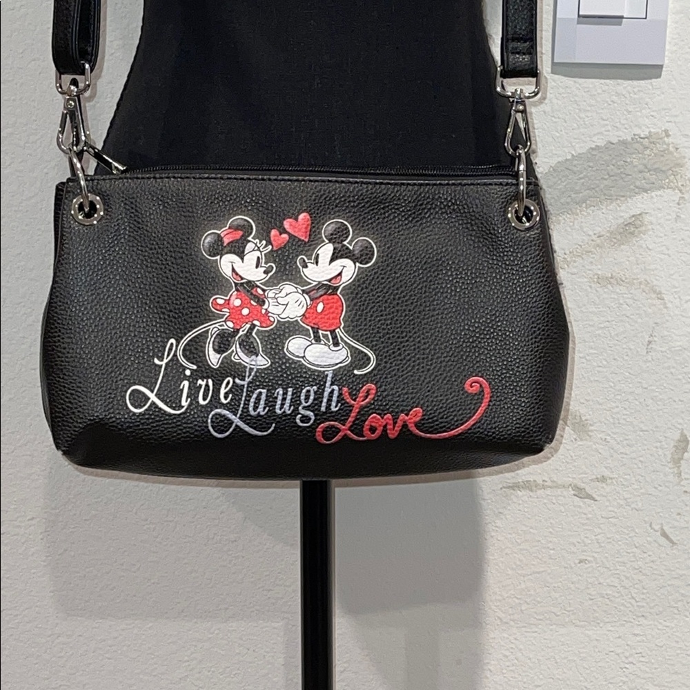 Disney Mickey & Minnie 'Live Laugh Love' Black Crossbody Bag